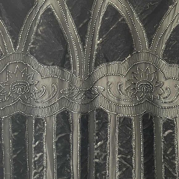 VINTAGE black tie black velvet silk cardigan size 8 - Picture 7 of 9